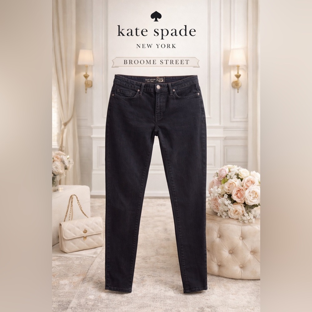Kate Spade Black Skinny Jeans Women's Size 29 Mid‎ Rise Classic Fit